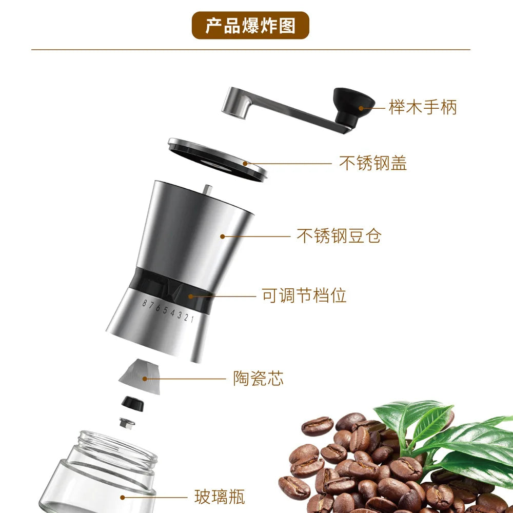 IF-Designed Compact Portable Manual Hand-Crank Coffee Grinder for Home Use Camping Outdoor Activities