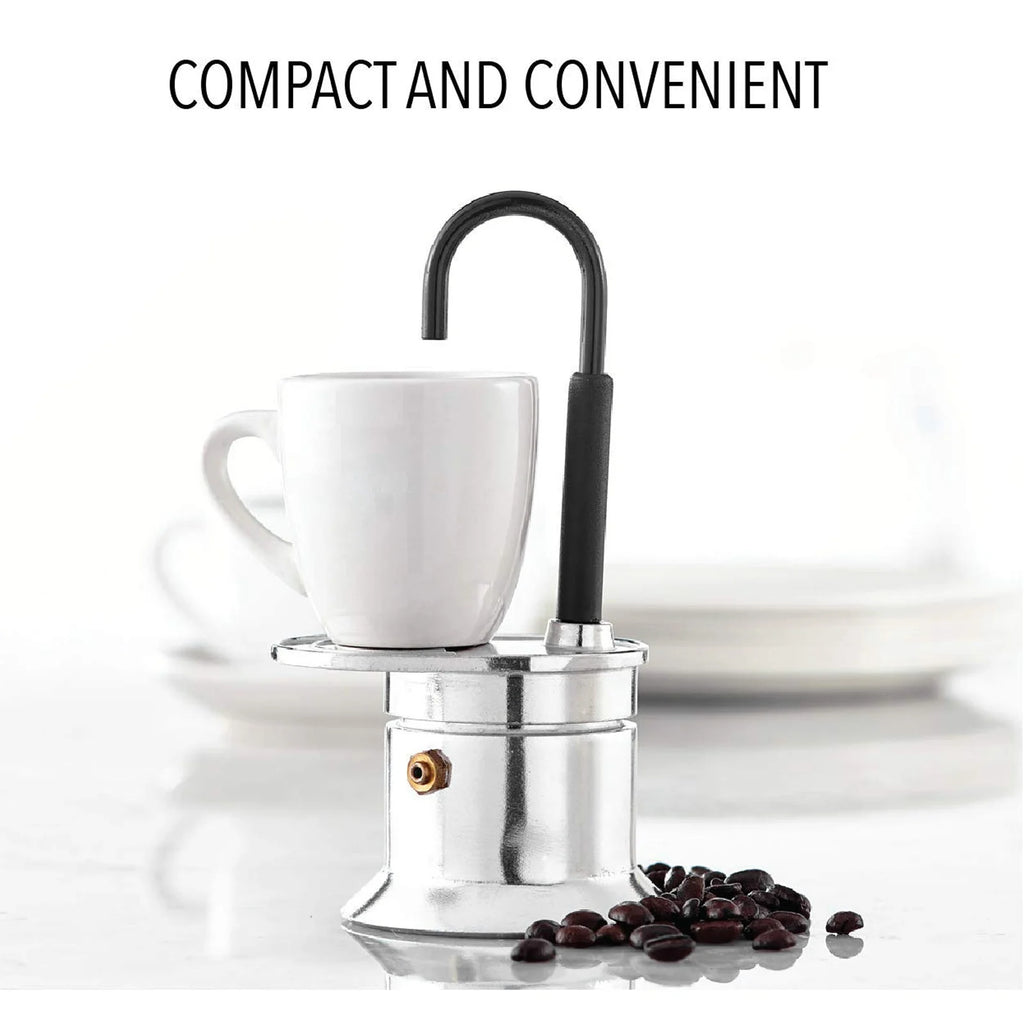 50ML Single Tube Moka Pot Cup Aluminum Alloy Spout Stovetop Italian Coffee Maker for Outdoor Parties Travel Kitchen Accessories